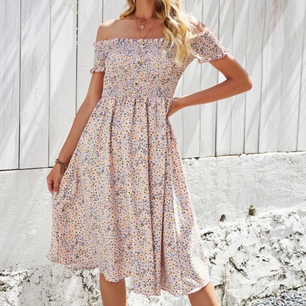 COPY - Off The Shoulder Ditsy Floral Dress Size Small